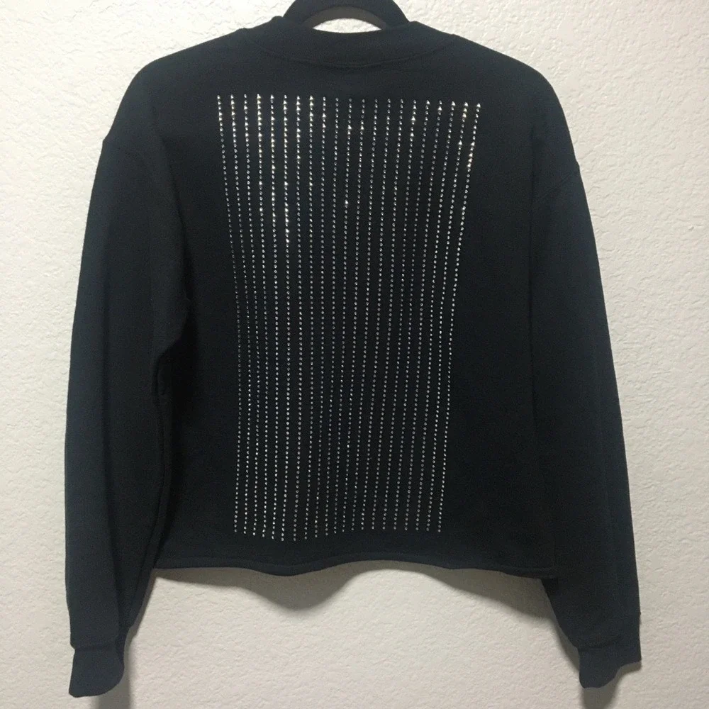 Y2k‎ Jacket Bedazzled Cardigan Rhinestone Zip Up Retro Euphoria Black